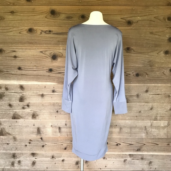 Lemon & Buzz Gray Dolman Sleeve Banded Hem Midi Dress Size Medium - Picture 12 of 13